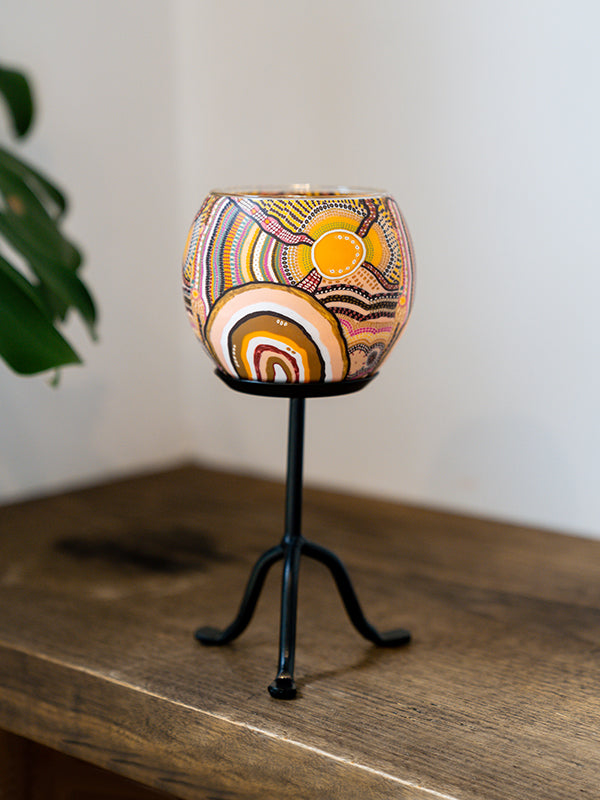 Aboriginal Journeys In The Sun Tealight Candle Holder