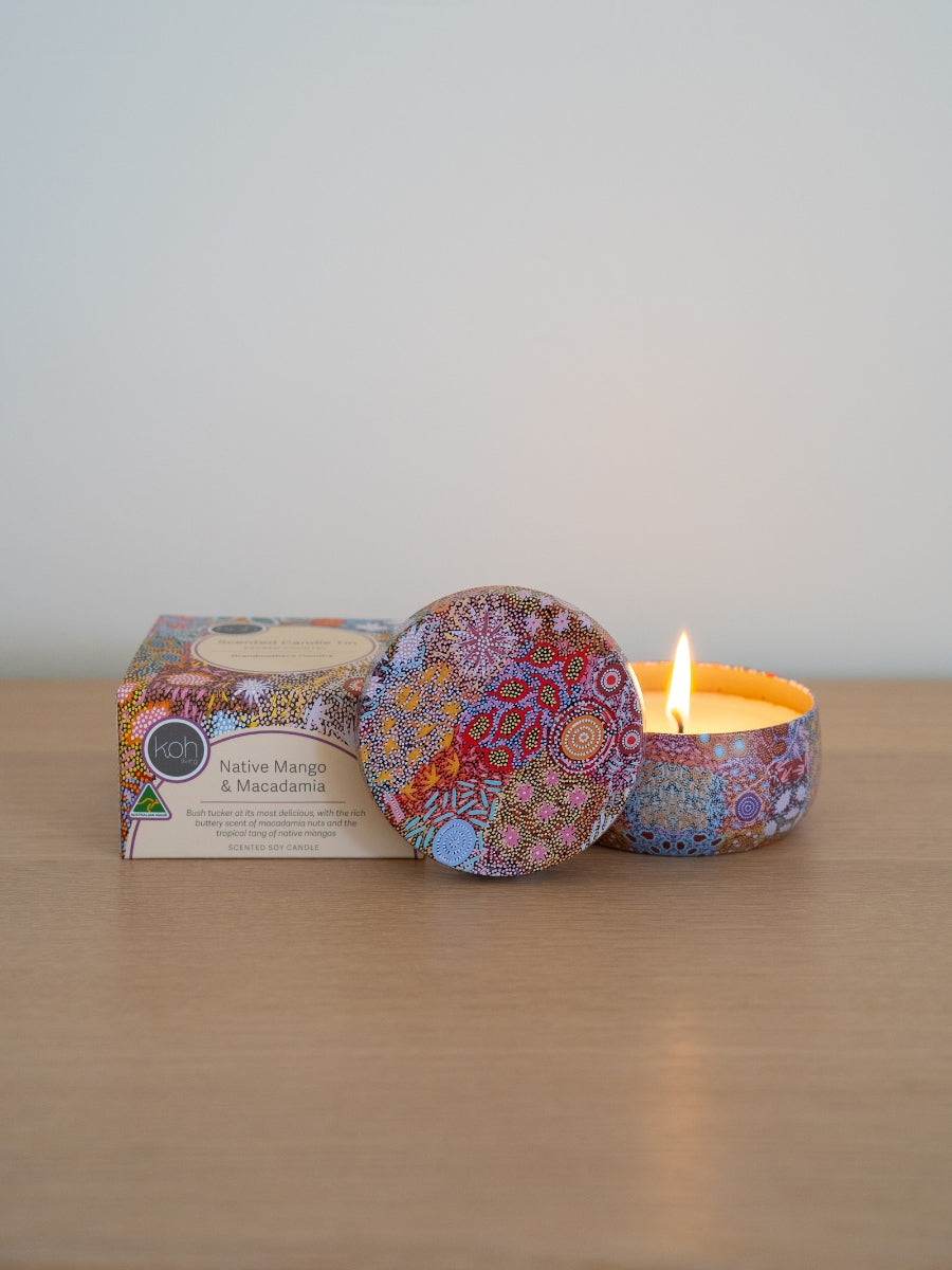 Aboriginal Scented Native Mango & Macadamia Candle Tin