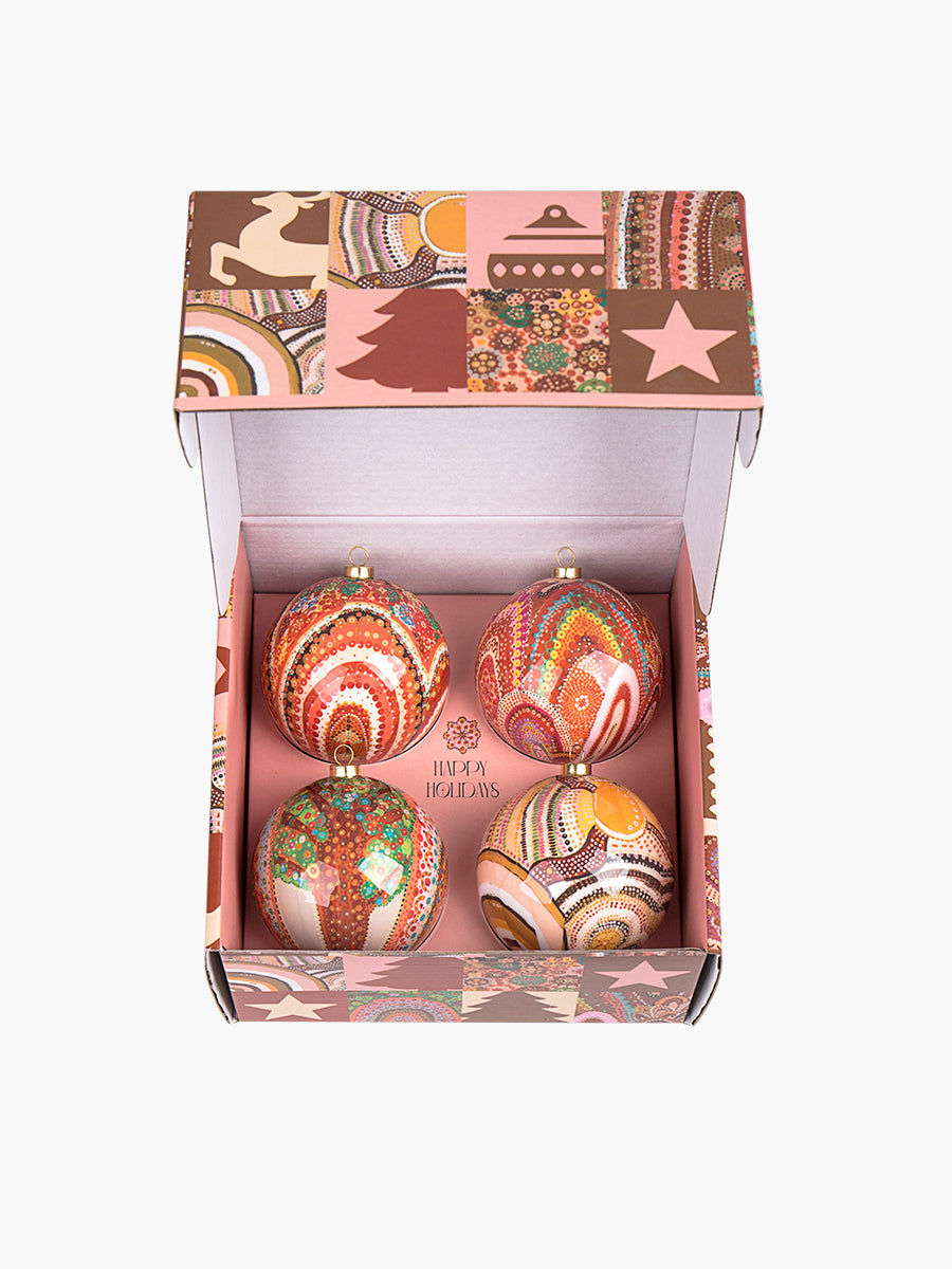 Xmas Bauble ornaments Australian with Aboriginal art - Beautiful Journey collection