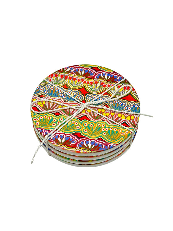 Aboriginal Medicine Flowers 4Pack Coaster