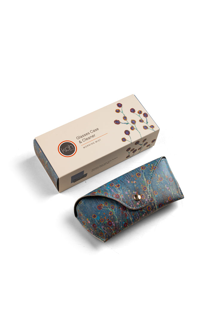Aboriginal Morning Mist Glasses Case with Snap Button and Lens Cleaner Set