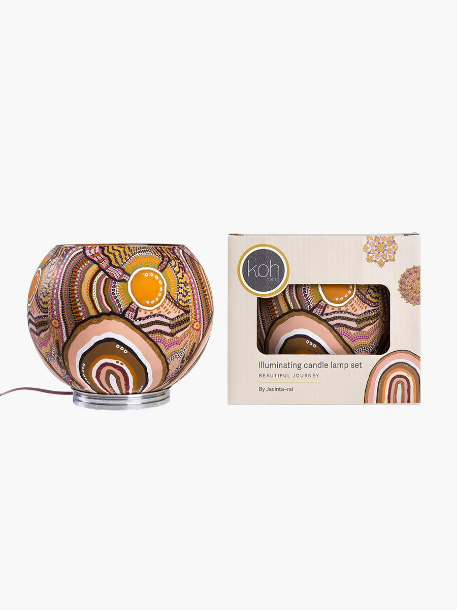 Aboriginal Journeys In The Sun Illuminating Candle Lamp Set