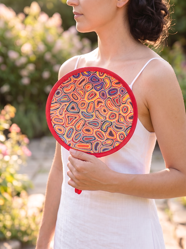 Aboriginal Dry Waterholes Twist Foldable Fan