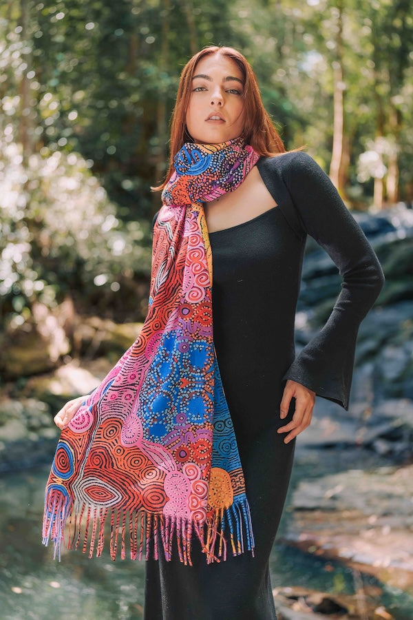 Aboriginal Waterhole Dreaming Scarf