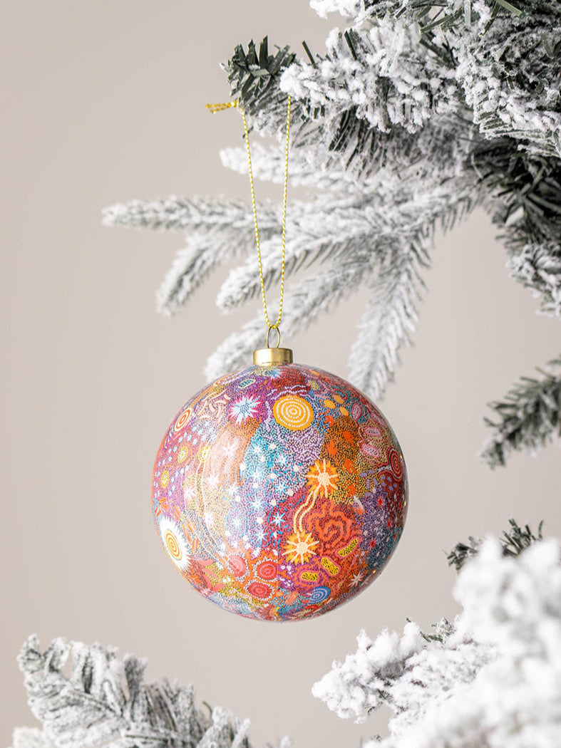 Australian themed Christmas ornaments with Aboriginal Art