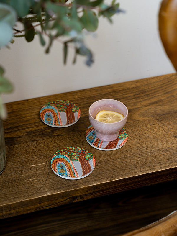 Aboriginal Tree of Life Ceramic Coaster