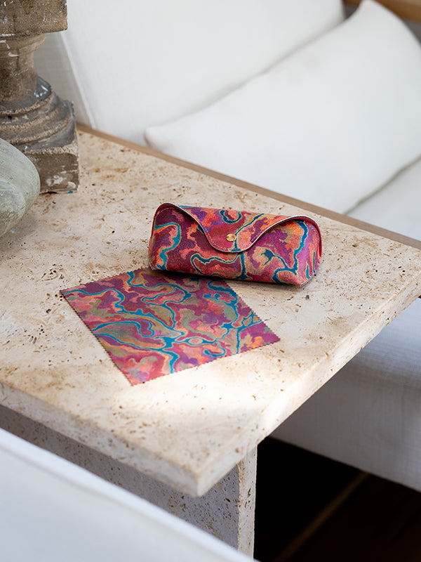 Aboriginal Pilbara Creeks Glasses Case with Snap Button and Lens Cleaner Set
