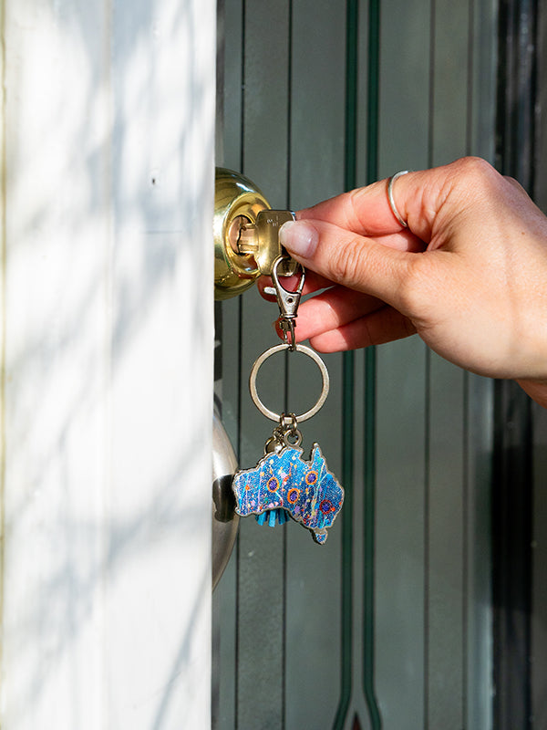 Aboriginal Morning Mist Australia Keyring