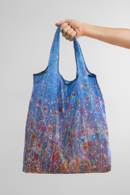 Aboriginal Morning Mist Recycled Plastic Bottle Bag 45cm