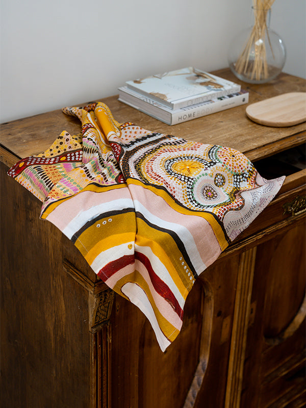 Aboriginal Journeys In The Sun Cotton Tea Towel