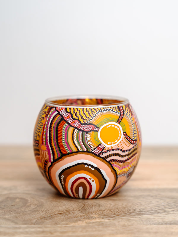 Aboriginal Journeys In The Sun Tealight Candle Holder