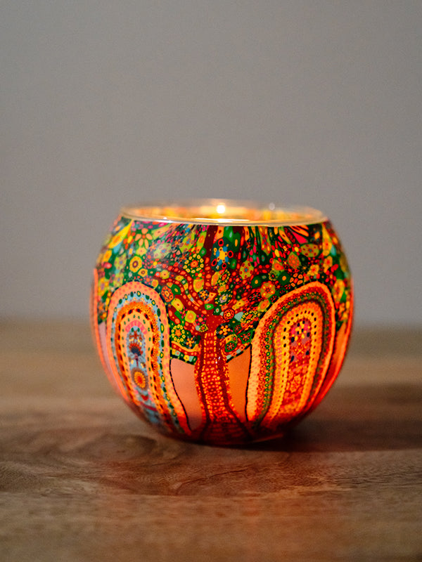 Aboriginal Tree of Life Tealight Candle Holder