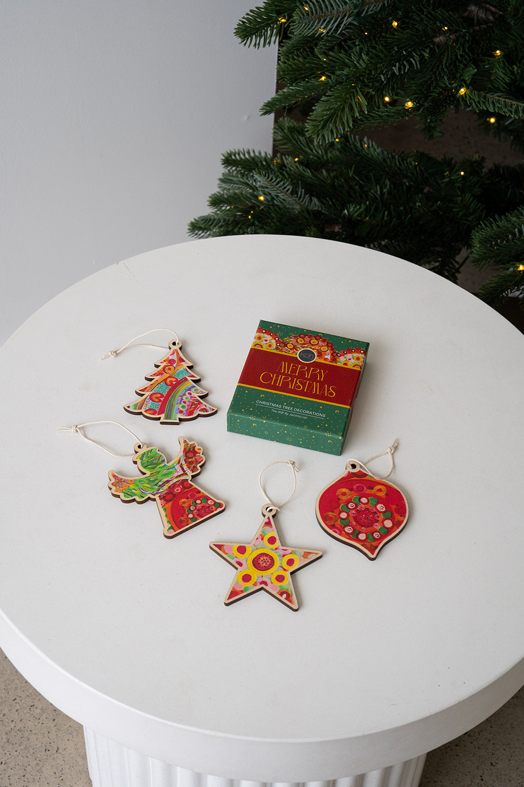 Aboriginal The Gift 4Pack Christmas Decorations