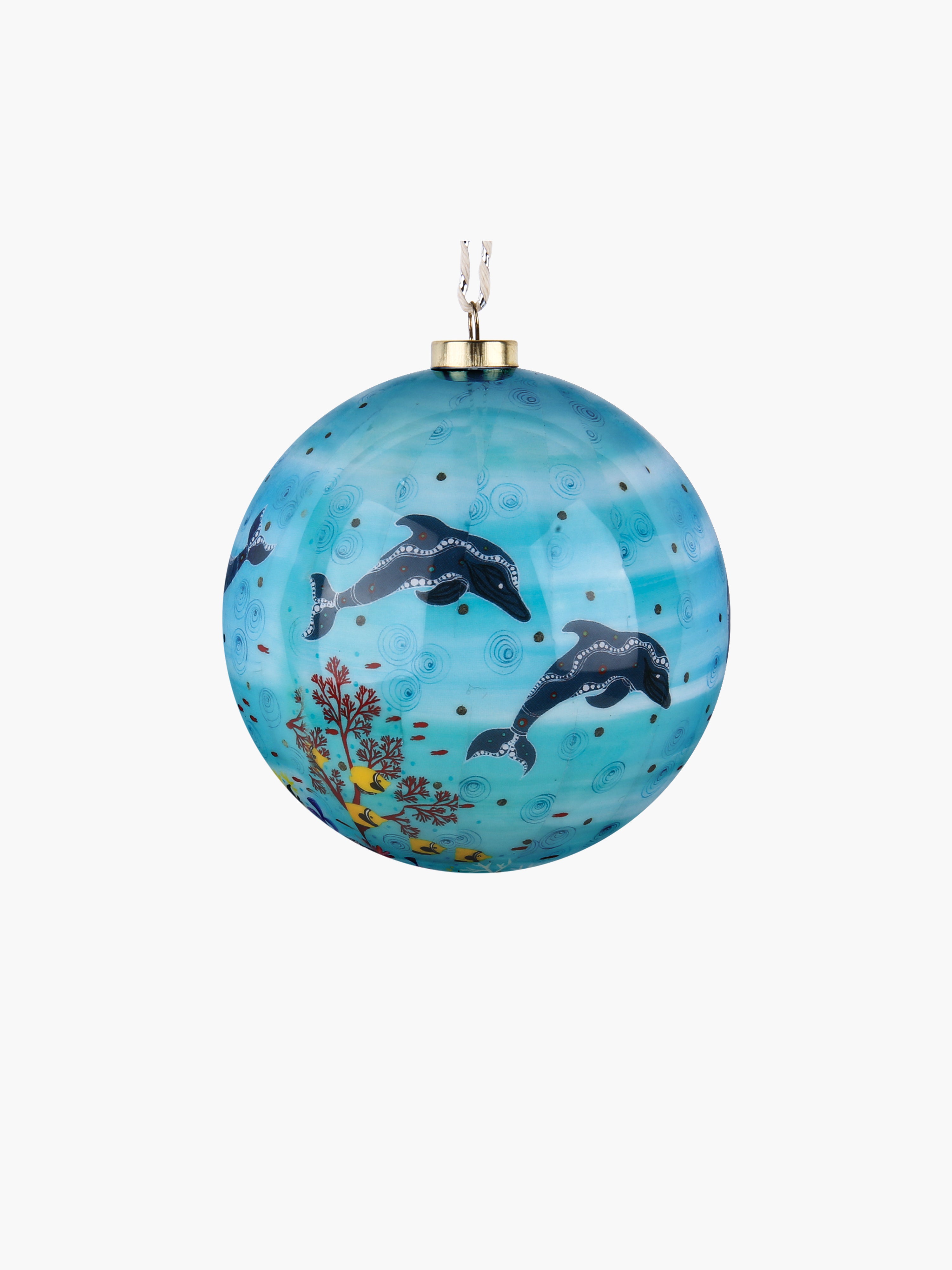Dolphin Christmas Bauble, Australian Aboriginal Art from Koh Living