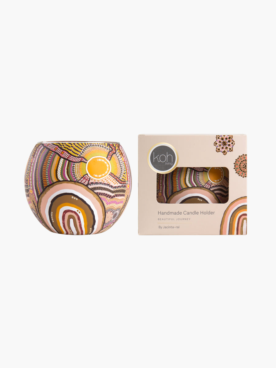 Aboriginal Journeys In The Sun Tealight Candle Holder