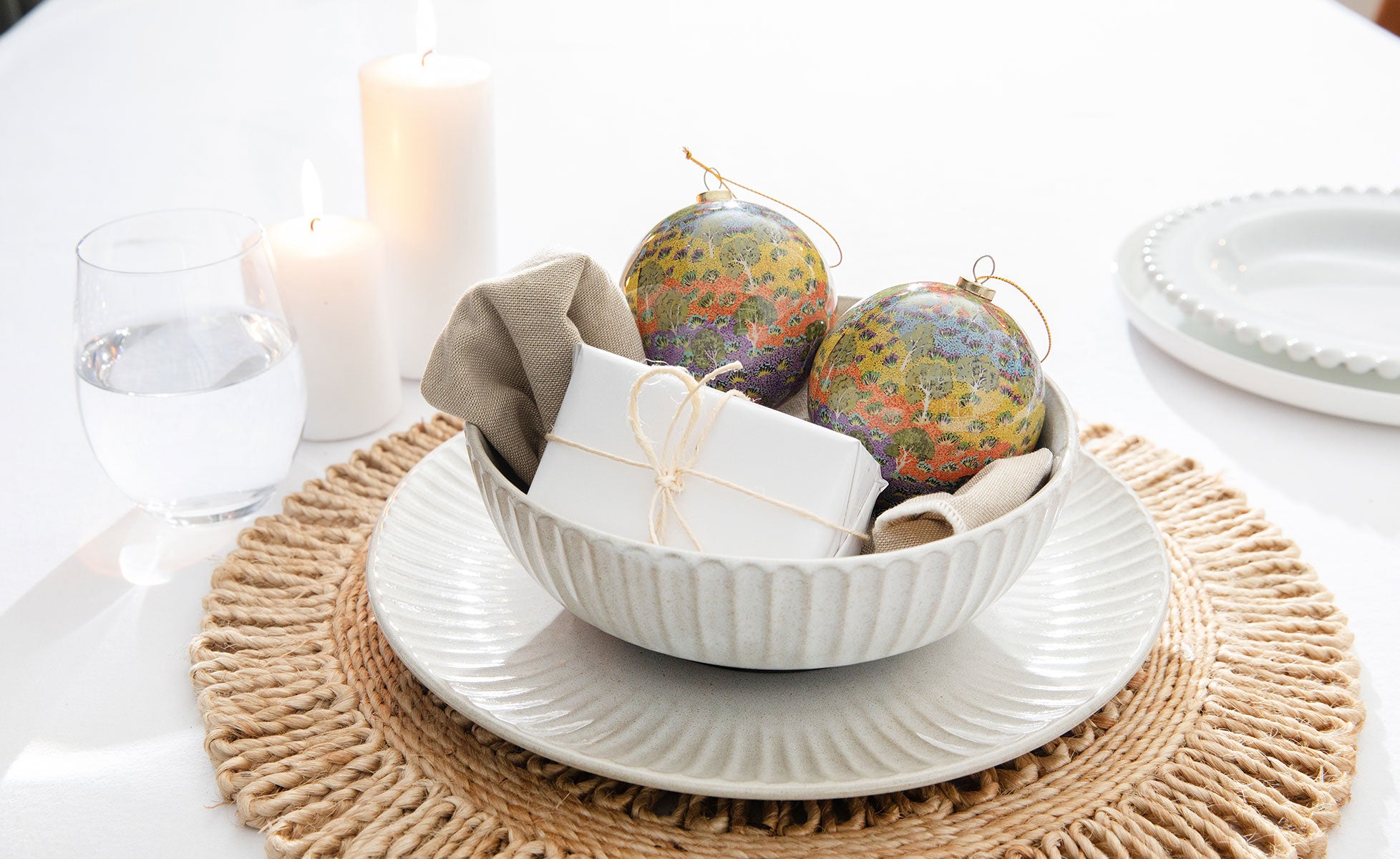 Aboriginal View of Country Xmas Bauble table decoration display