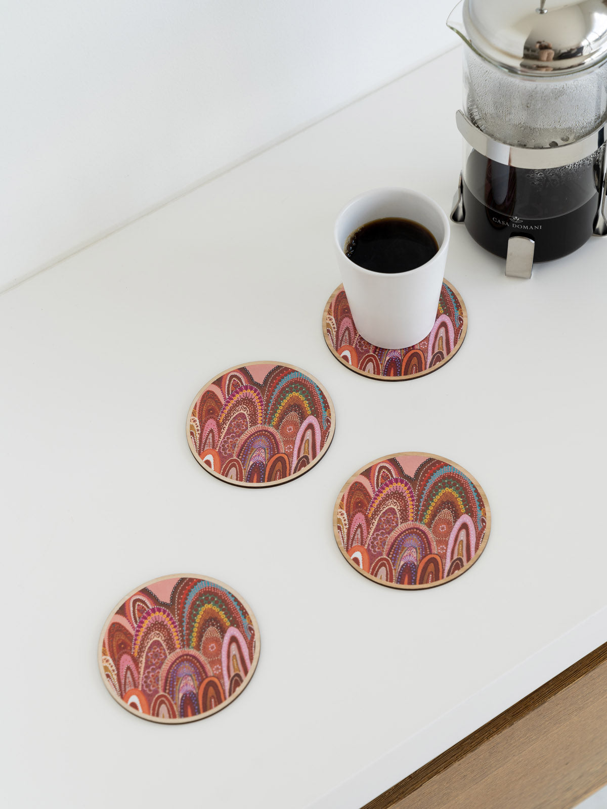Aboriginal Home Wooden Coaster 4 Pack