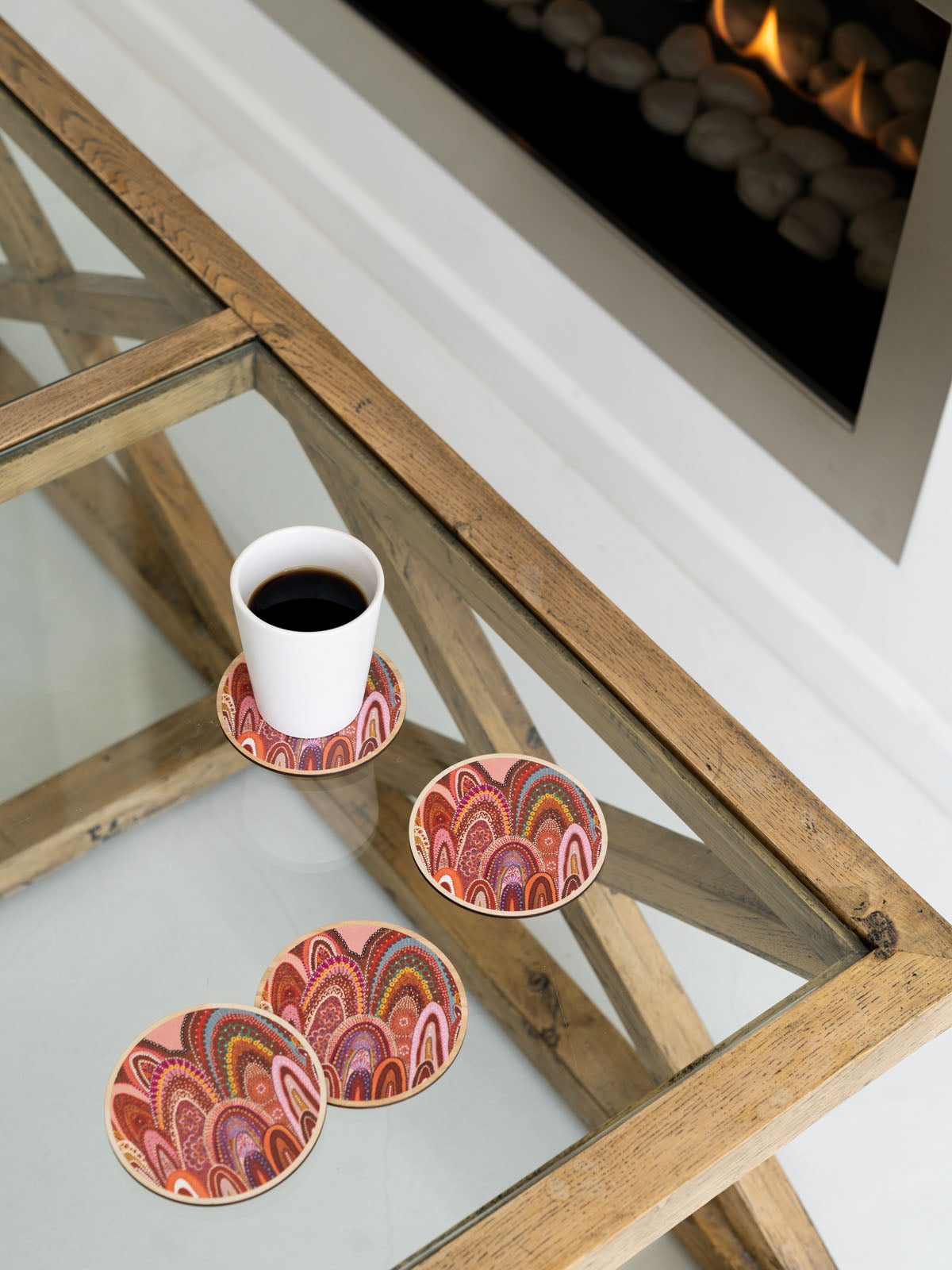 Aboriginal Home Wooden Coaster 4 Pack