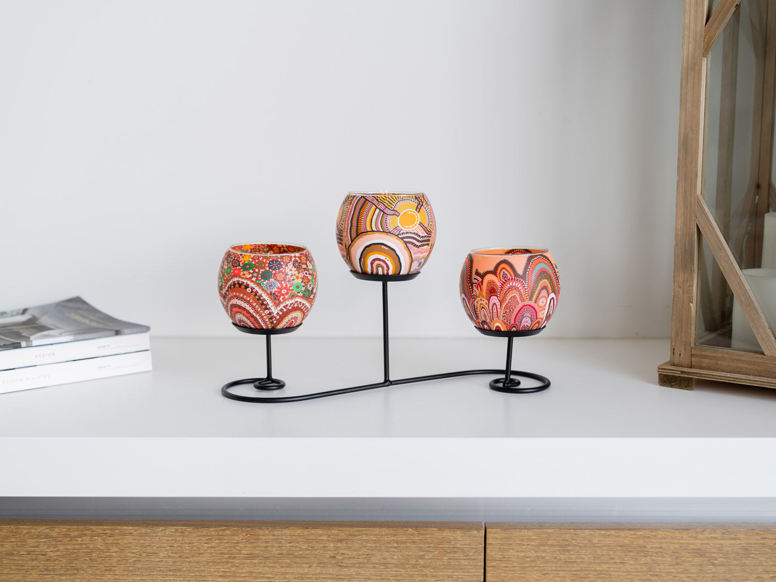 Aboriginal Journeys In The Sun Tealight Candle Holder