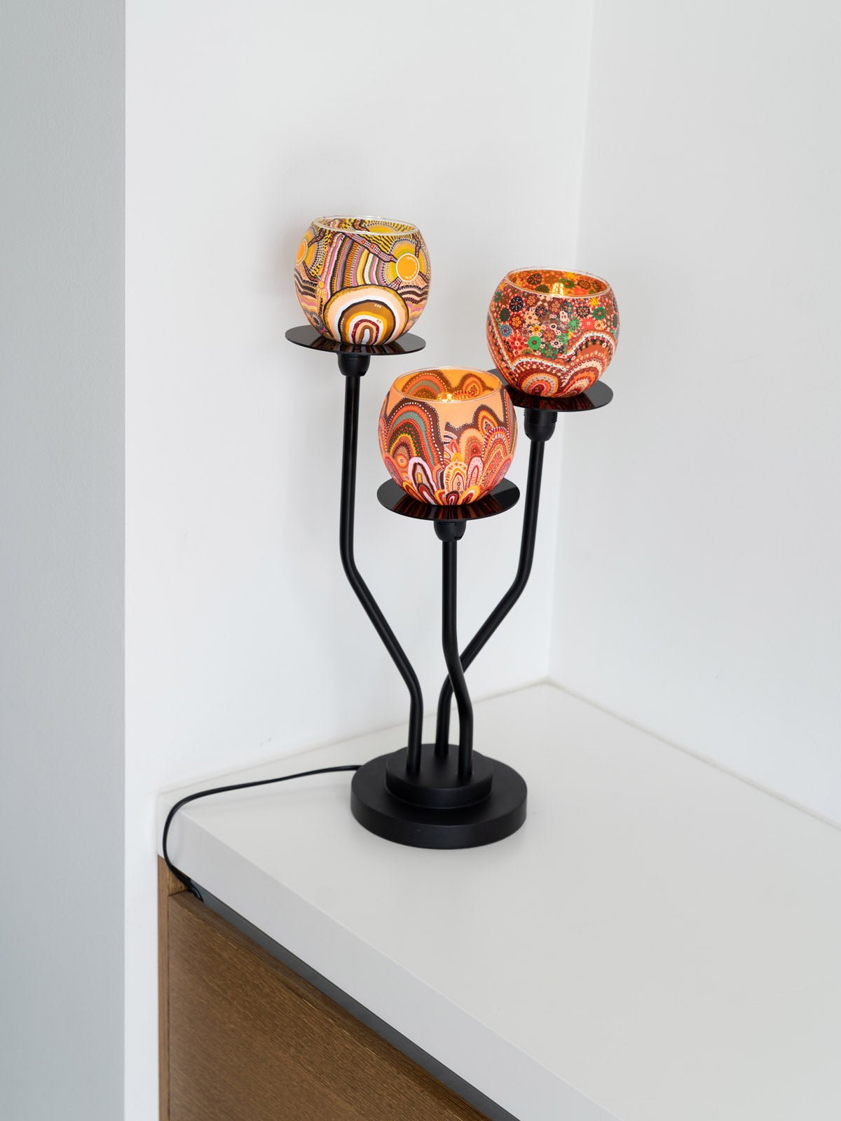 Aboriginal Beautiful Journey 3Tier Display Lamp Bundle 45cm - Koh Living