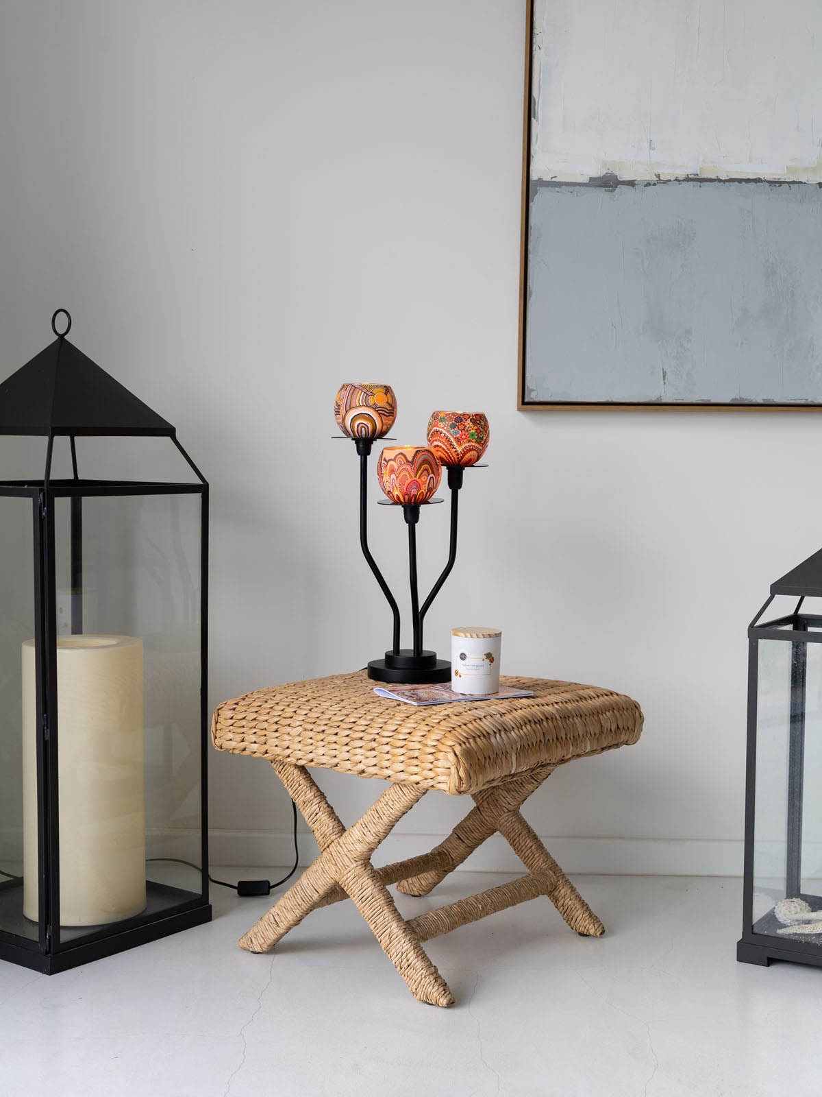 Aboriginal Beautiful Journey 3Tier Display Lamp Bundle 45cm - Koh Living