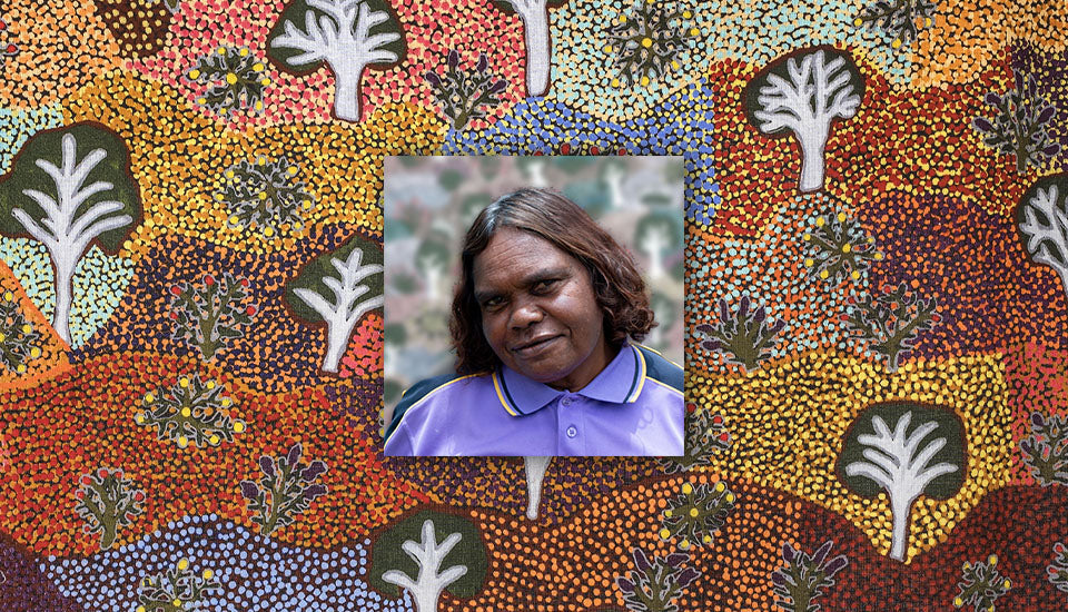 Picture of female Aboriginal artist and their art designs Annette Nungala