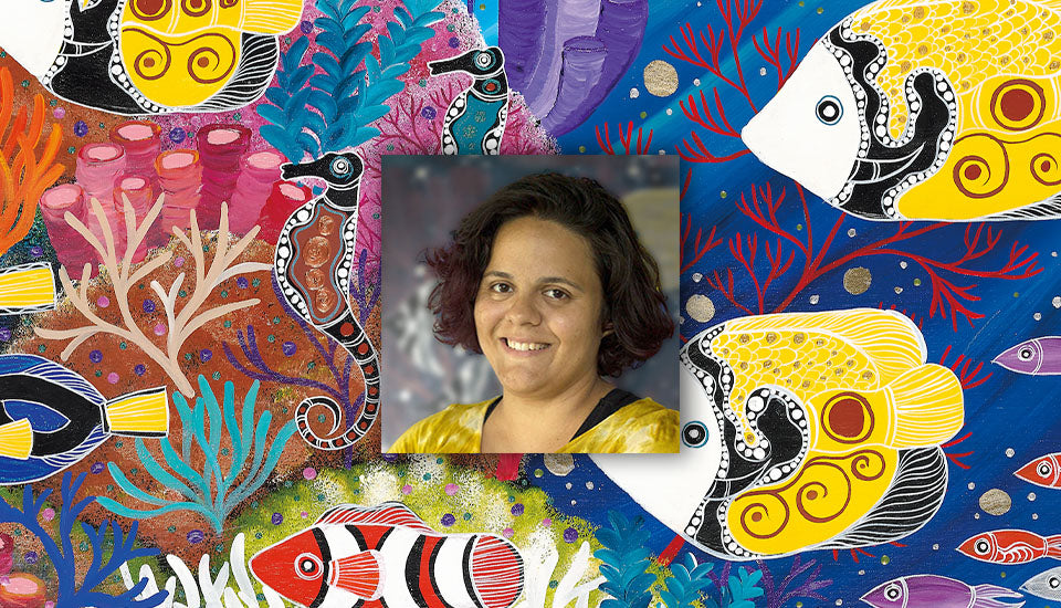 Picture of female Aboriginal artist and their art designs Melanie Hava