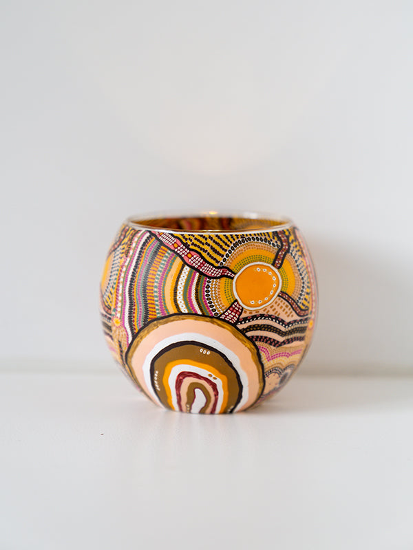 Aboriginal Journeys In The Sun Tealight Candle Holder