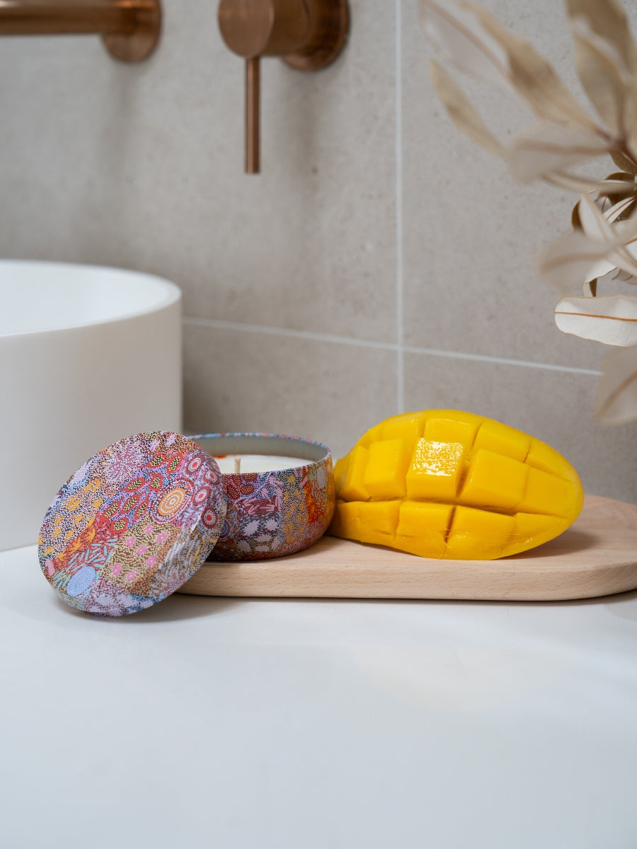 Aboriginal Scented Native Mango & Macadamia Candle Tin