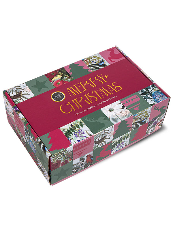 Australian gift box featuring Australian Wildflower ornaments from Koh Living