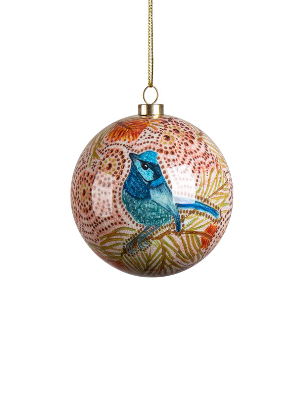 Aboriginal Blue Wren Bauble