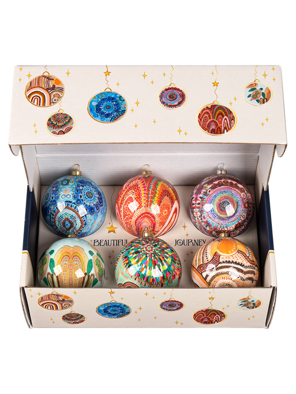 Aboriginal Beautiful Journey 6Pack Baubles