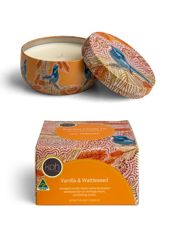 Aboriginal Scented Vanilla & Wattleseed Candle Tin