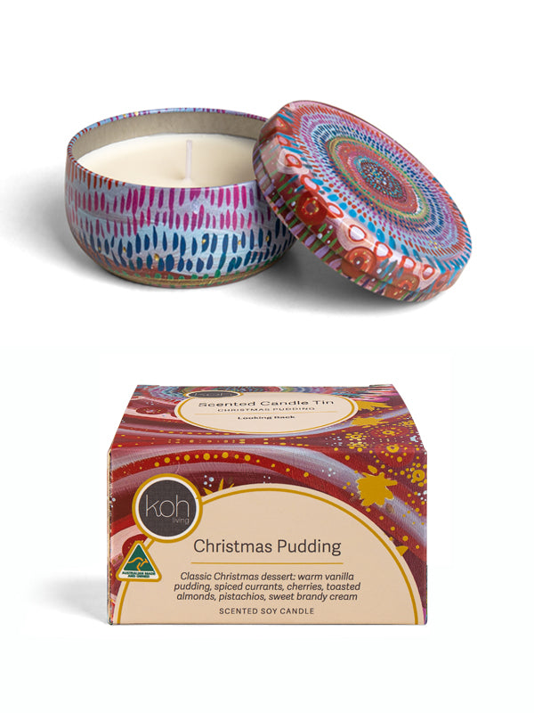 Aboriginal Scented Christmas Pudding Candle Tin