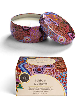 Aboriginal Scented Saltbush &amp; Caramel Candle Tin
