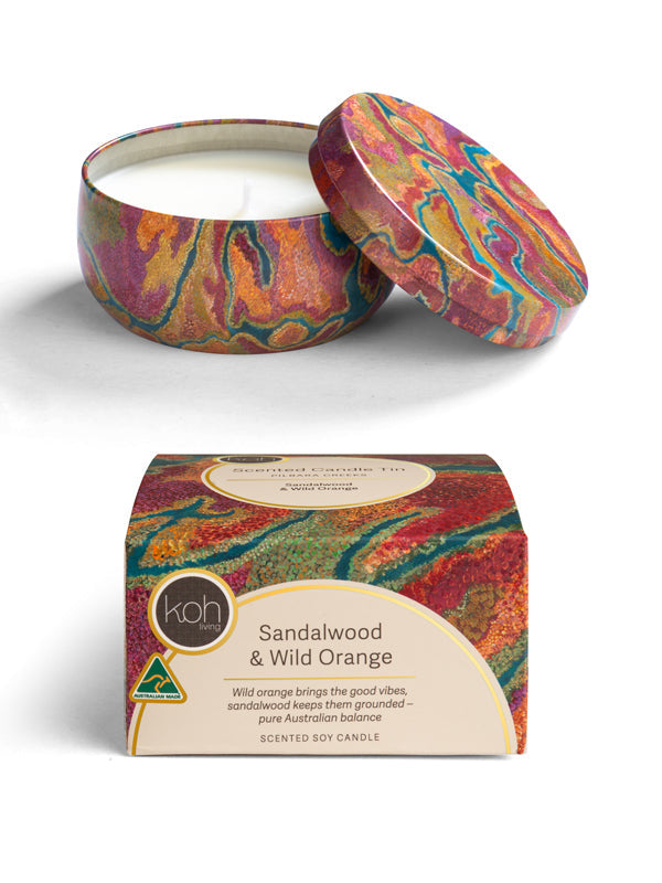 Aboriginal Scented Sandalwood &amp; Wild Orange Candle Tin