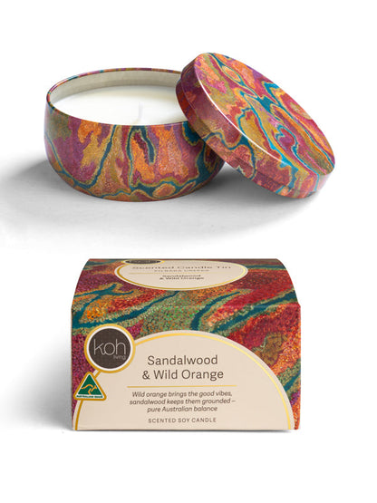 Aboriginal Scented Sandalwood &amp; Wild Orange Candle Tin