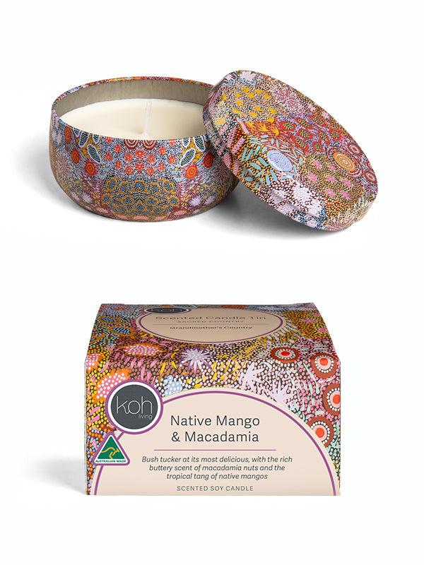 Aboriginal Scented Native Mango &amp; Macadamia Candle Tin