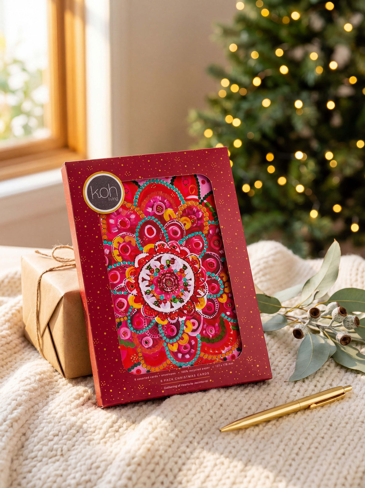 Aboriginal Gathering of Hearts 6Pack Christmas Cards