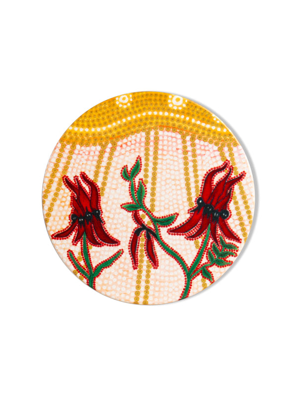 Aboriginal Desert Pea Ceramic Coaster