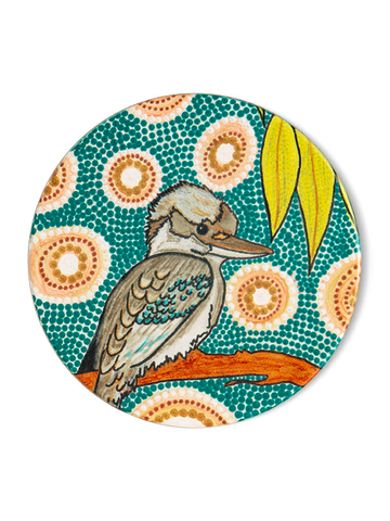 Aboriginal Kookaburra Ceramic Coaster
