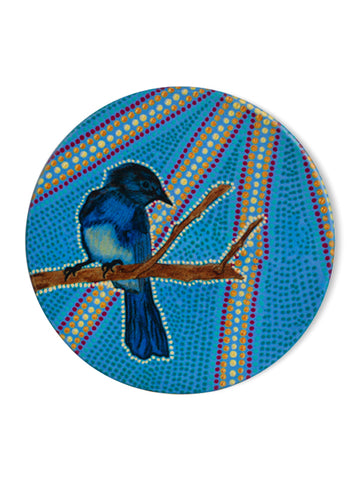 Aboriginal Willy Wagtail Ceramic Coaster