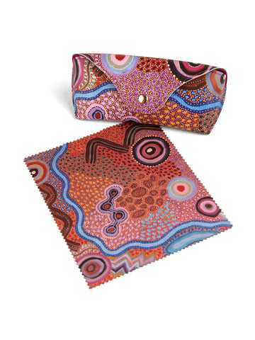 Aboriginal Our Country Glasses Case with Snap Button and Lens Cleaner Set