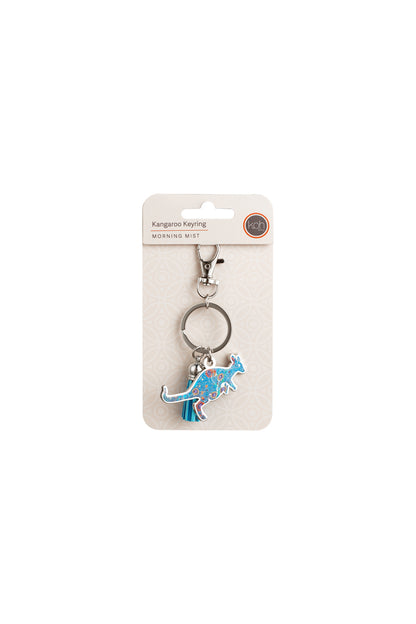 Aboriginal Morning Mist Kangaroo Keyring