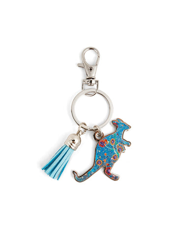 Aboriginal Morning Mist Kangaroo Keyring