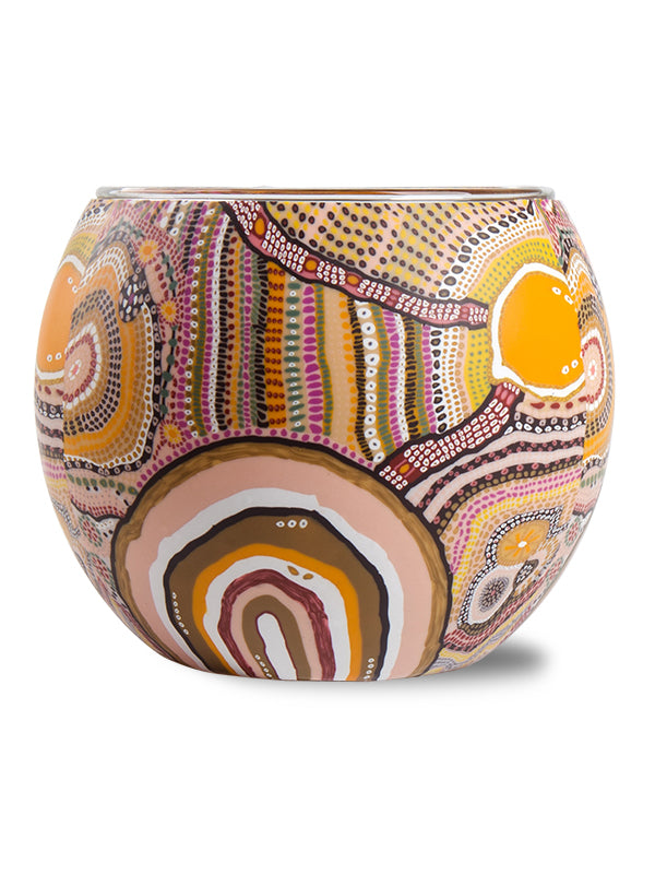 Aboriginal Journeys In The Sun Tealight Candle Holder