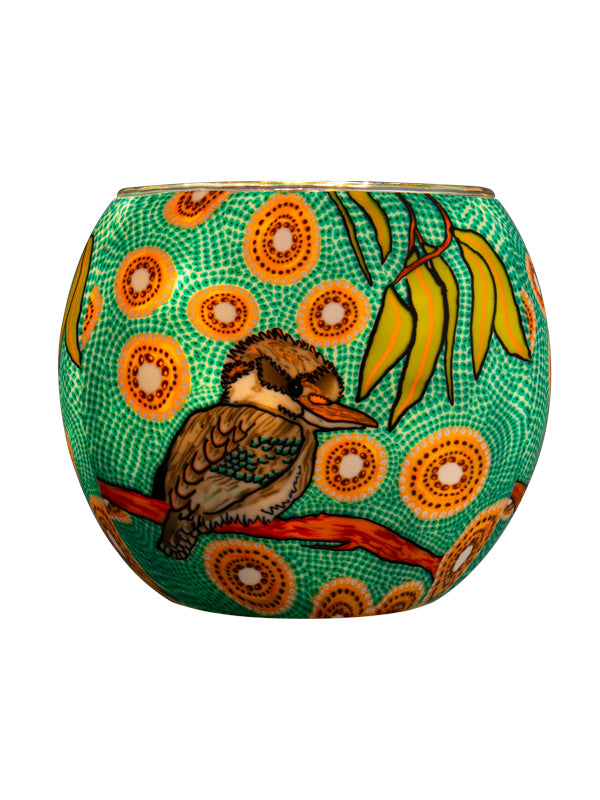 Aboriginal Kookaburra Tealight Candle Holder