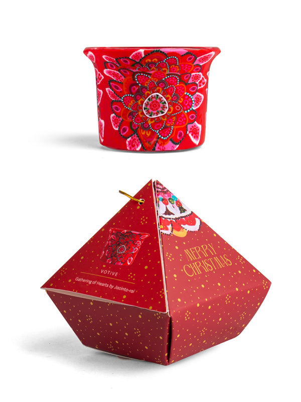 Aboriginal Gathering of Hearts Pyramid Votive Gift Box