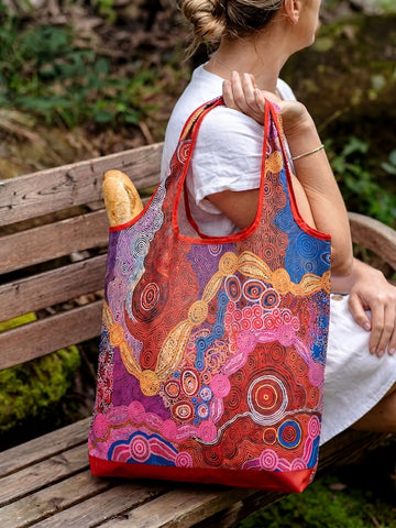Aboriginal Waterhole Dreaming Recycled Plastic Bottle Bag 45cm