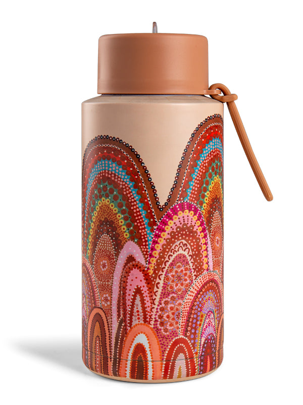 Insulated 1 litre drink bottle Australia design with Aboriginal Art